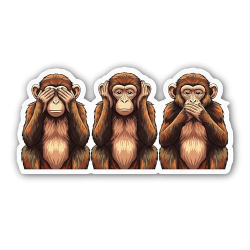 2 (Pieces) 3" and 5" I Don't Speak, I Don't Hear and I Don't See Sticker, Waterproof Vinyl Decals fo
