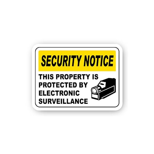 2 (Pieces) 3" and 5" Security Notice: Electronic Surveillance Property Protection Sticker, Waterproo