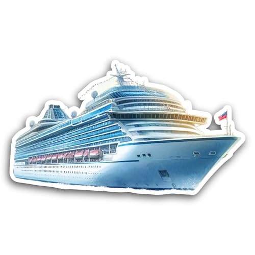 2 (Pieces) 3" and 5" Beautiful Cruise Ship Sticker, Waterproof Vinyl Decals for Many Purpose Like Ca