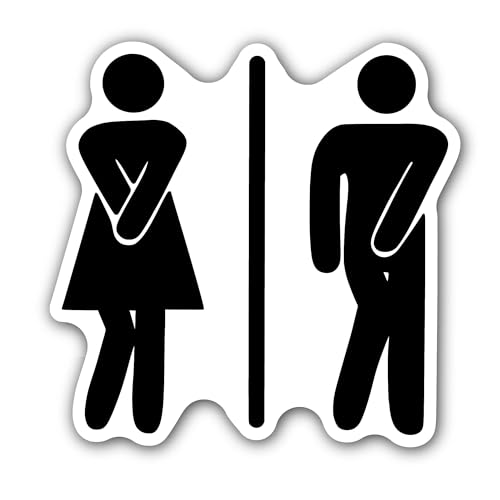 2 (Pieces) 3" and 5" Black And White Toilet Sign Sticker, Waterproof Vinyl Decals for Many Purpose L
