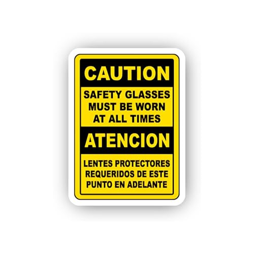 2 (Pieces) 3" and 5" Safety Glasses Required Caution Sticker, Waterproof Vinyl Decals for Many Purpo