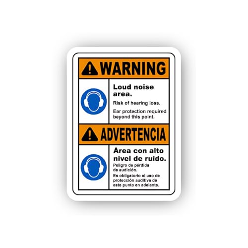 2 (Pieces) 3" and 5" Bilingual High Decibel Zone Sticker, Waterproof Vinyl Decals for Many Purpose L