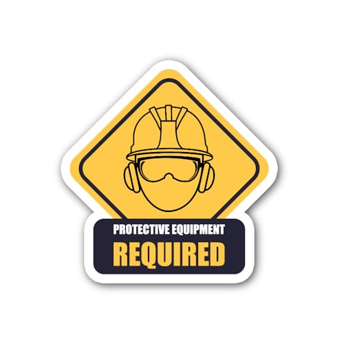 2 (Pieces) 3" and 5" Hard Hat, Goggles, and Ear Protection Signage Sticker, Waterproof Vinyl Decals