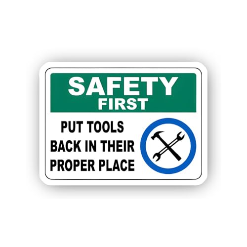 2 (Pieces) 3" and 5" Safety Sign: Put Tools Back in Place Sticker, Waterproof Vinyl Decals for Many