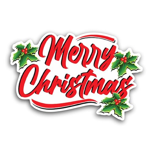 2 (Pieces) 3" and 5" Merry Christmas Wish Sticker, Waterproof Vinyl Decals for Many Purpose Like Car