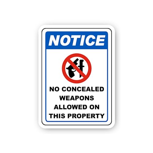 2 (Pieces) 3" and 5" Notice: No Concealed Weapons Allowed Sticker, Waterproof Vinyl Decals for Many