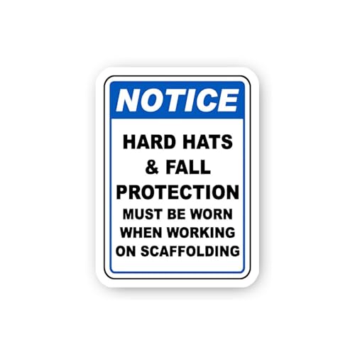 2 (Pieces) 3" and 5" Scaffolding Hard Hat and Fall Protection Notice Sticker, Waterproof Vinyl Decal