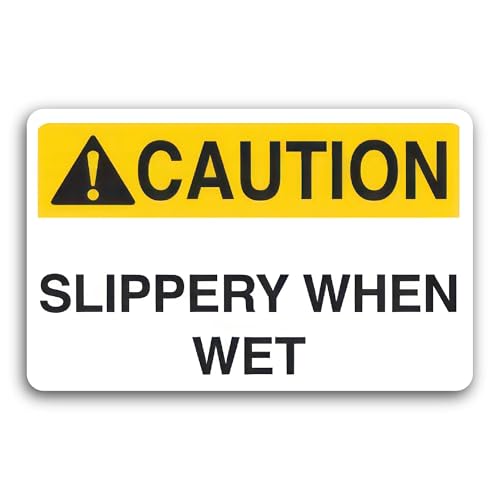 2 (Pieces) 3" and 5" Caution Slippery When Wet Sticker, Waterproof Vinyl Decals for Many Purpose Lik
