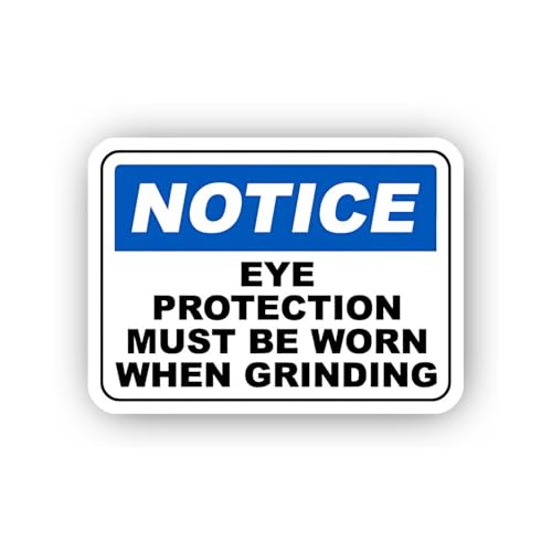2 (Pieces) 3" and 5" Bilingual Eye Protection Required Notice Sticker, Waterproof Vinyl Decals for M