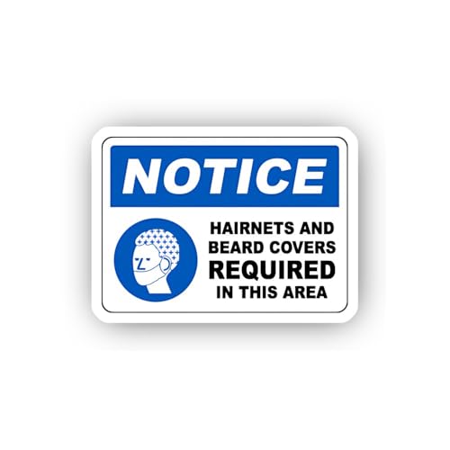 2 (Pieces) 3" and 5" Hairnets and Beard Covers Mandatory Sticker, Waterproof Vinyl Decals for Many P
