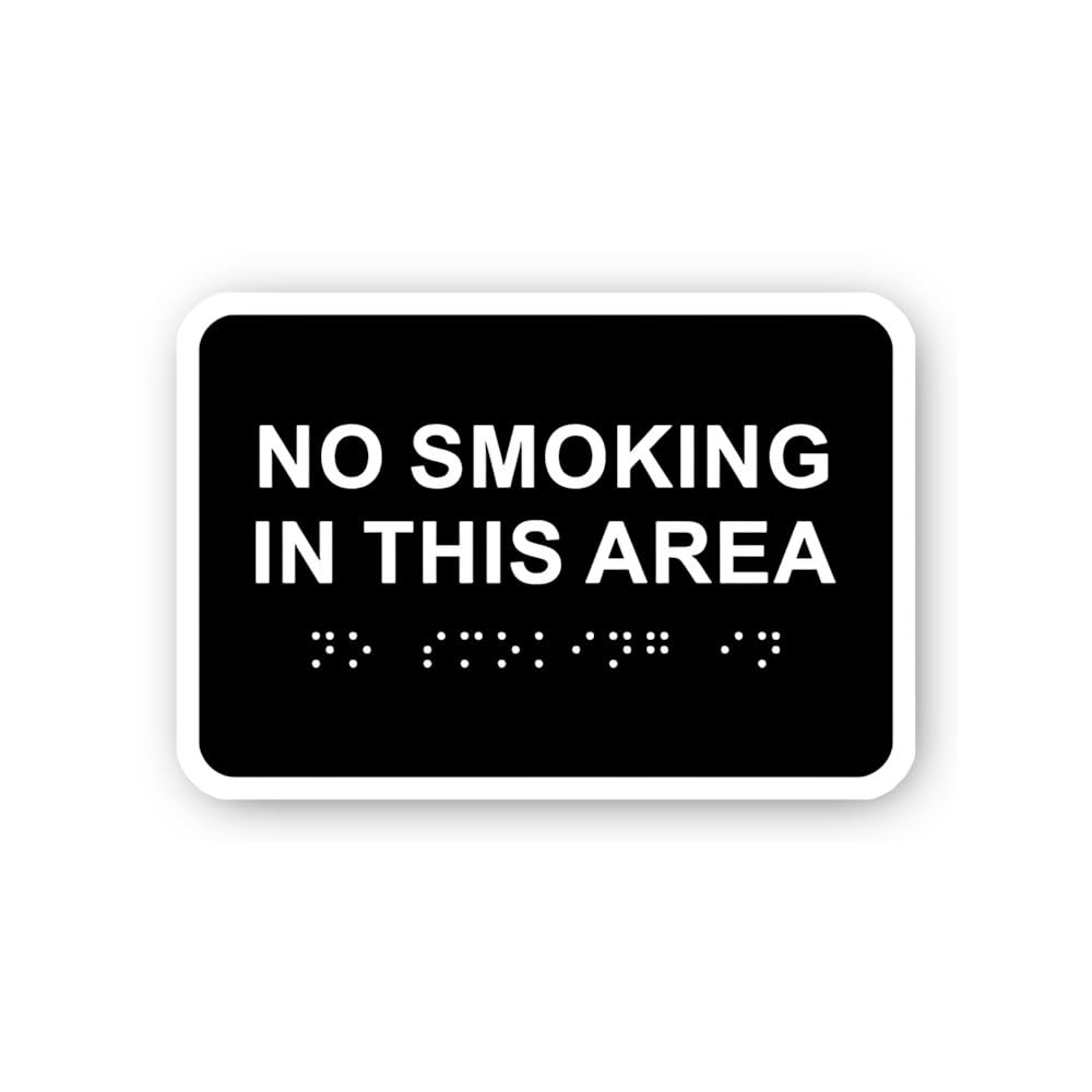 2 (Pieces) 3" and 5" No Smoking in This Area with Braille Sticker, Waterproof Vinyl Decals for Many