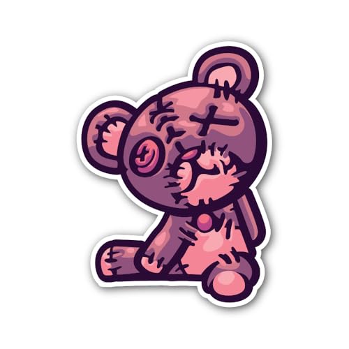 2 (Pieces) 3" and 5" Angry Teddy Bear Sticker, Waterproof Vinyl Decals for Many Purpose Like Cars, T