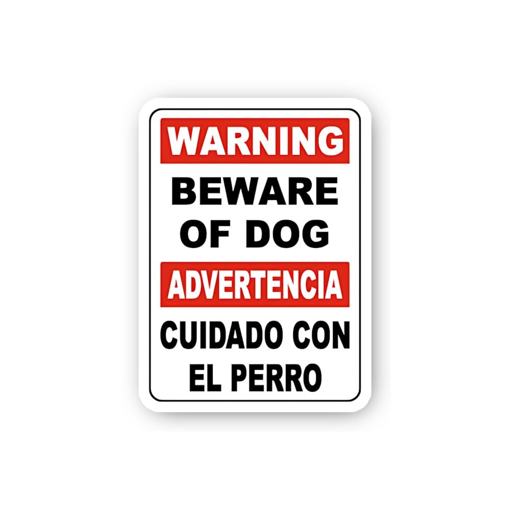 2 (Pieces) 3" and 5" Warning: Bilingual Beware of Dog Sticker, Waterproof Vinyl Decals for Many Purp