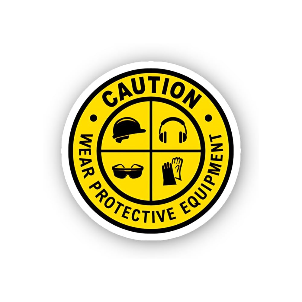 2 (Pieces) 3" and 5" Circular Yellow Caution PPE Graphic Sticker, Waterproof Vinyl Decals for Many P