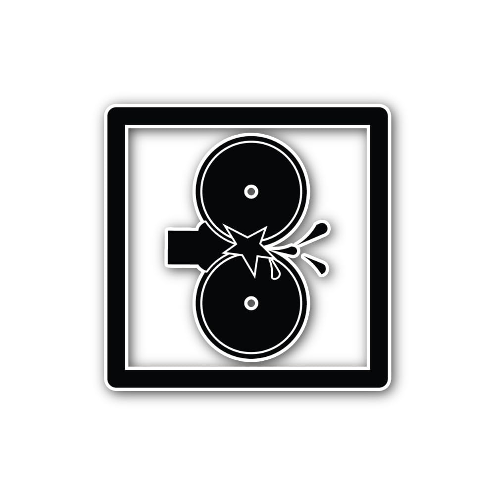 2 (Pieces) 3" and 5" Laminator or Conveyor Roller Hazard Icon Sticker, Waterproof Vinyl Decals for M