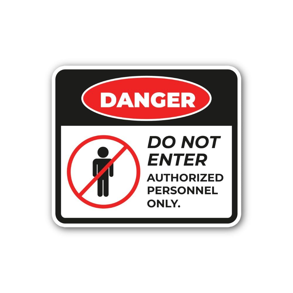2 (Pieces) 3" and 5" Do Not Enter Authorized Personnel Only Sticker, Waterproof Vinyl Decals for Man