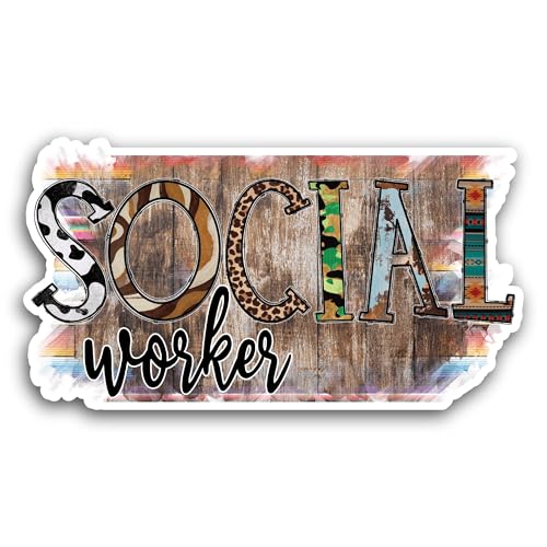 2 (Pieces) 3" and 5" Social Worker Sticker, Waterproof Vinyl Decals for Many Purpose Like Cars, Truc