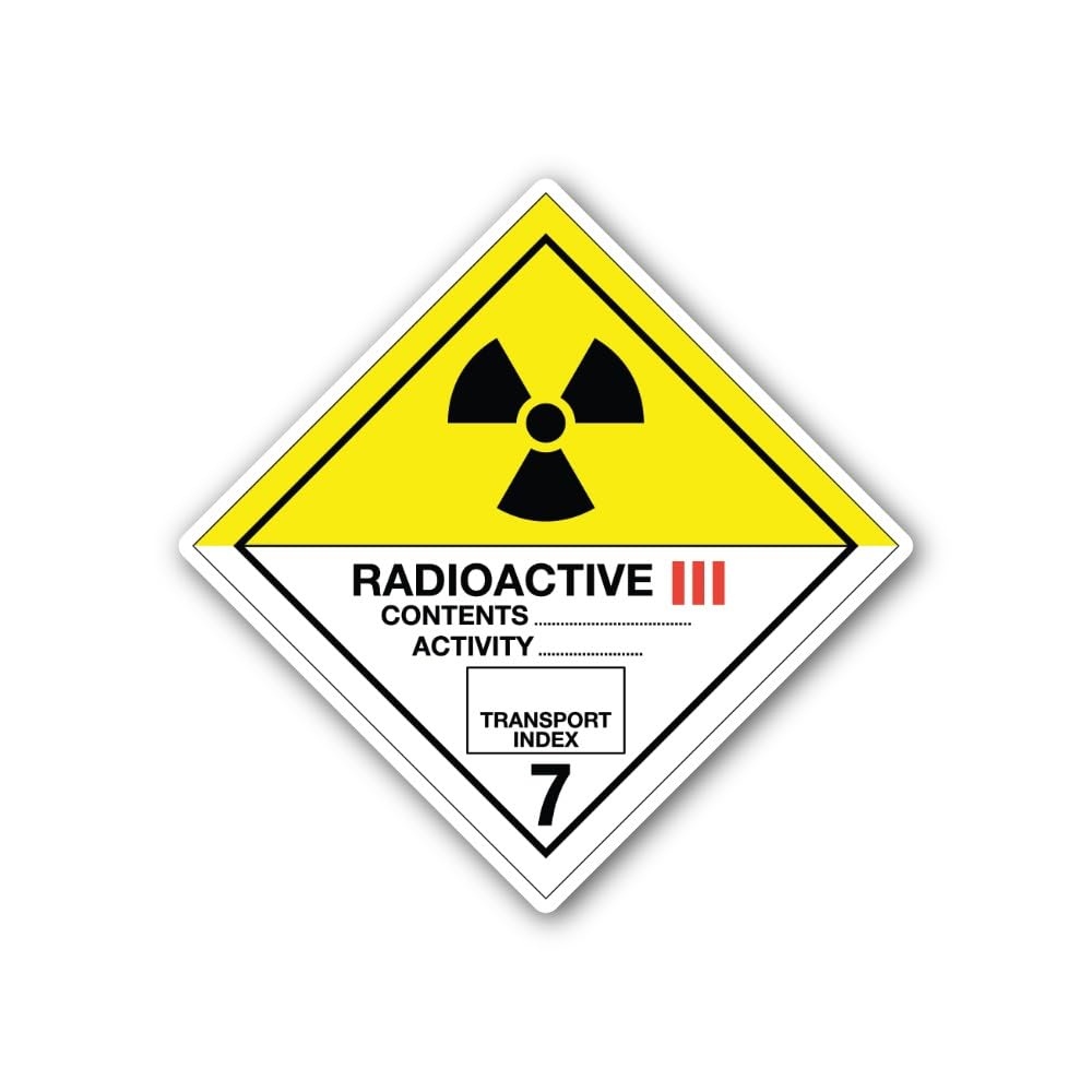 2 (Pieces) 3" and 5" Class 7 Radioactive III Hazard Label Sticker, Waterproof Vinyl Decals for Many