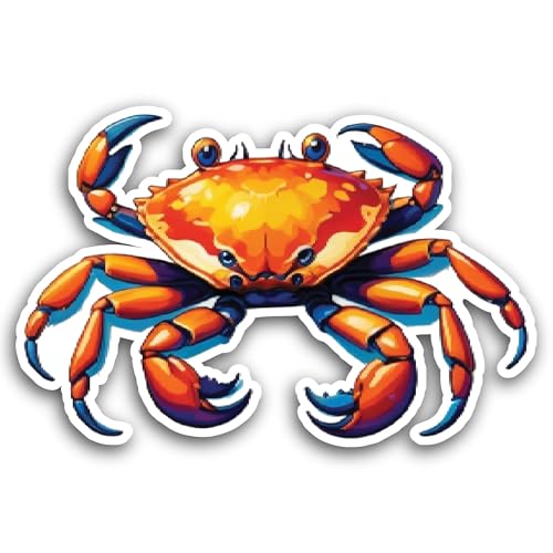 2 (Pieces) 3" and 5" Crab Sticker, Waterproof Vinyl Decals for Many Purpose Like Cars, Trucks, Lapto