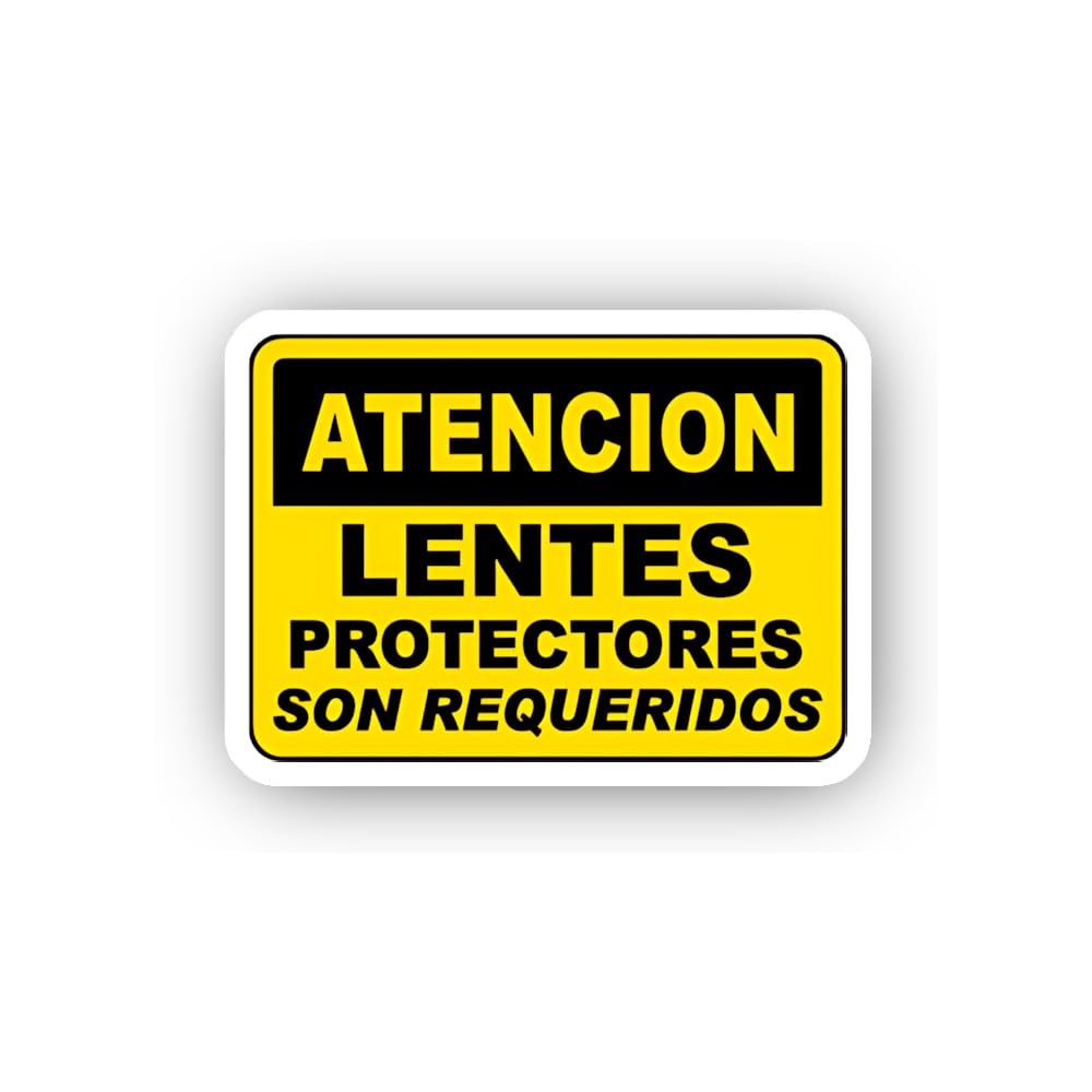 2 (Pieces) 3" and 5" Spanish Language Eye Protection Mandatory Sticker, Waterproof Vinyl Decals for