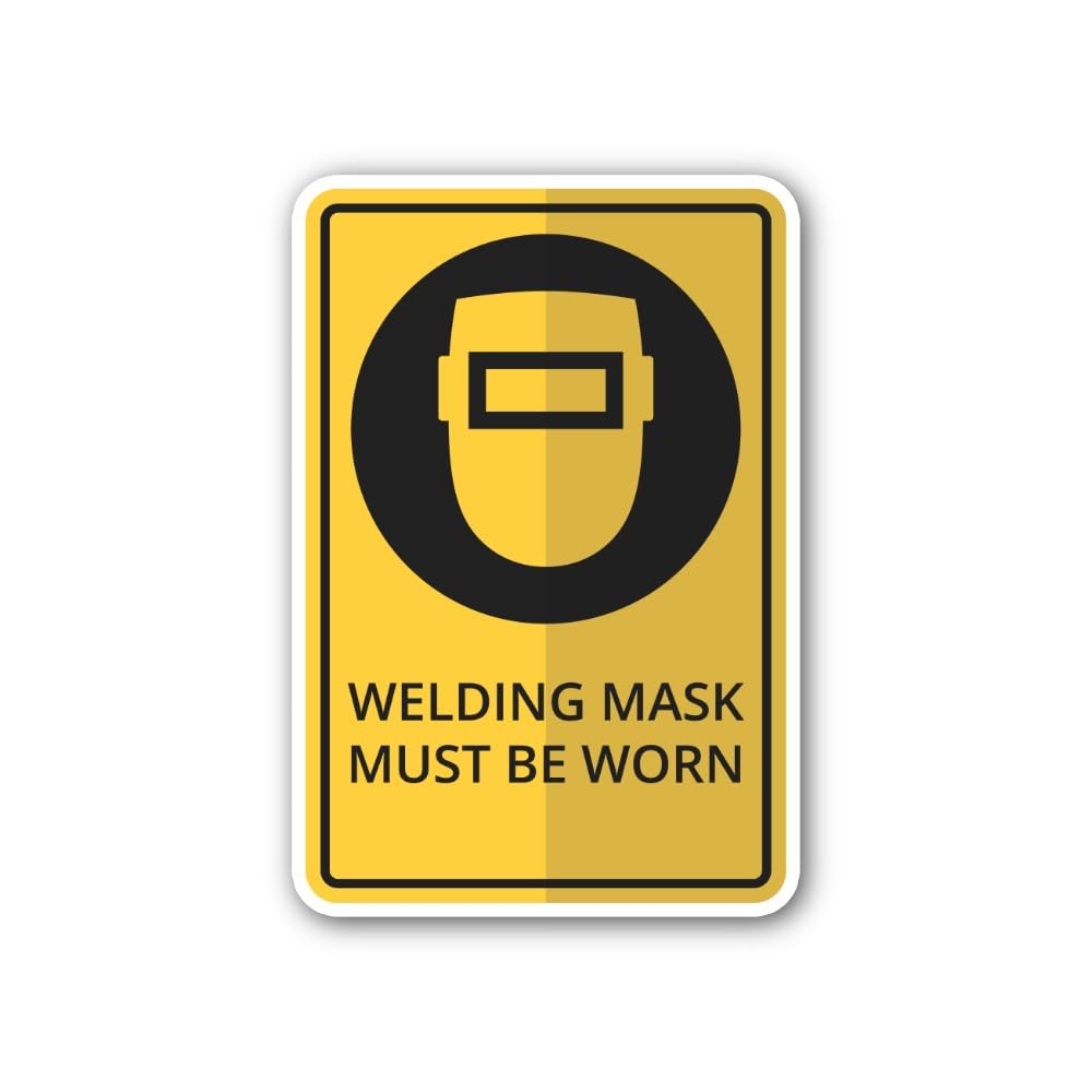2 (Pieces) 3" and 5" Welding Mask Mandatory Sign Sticker, Waterproof Vinyl Decals for Many Purpose L