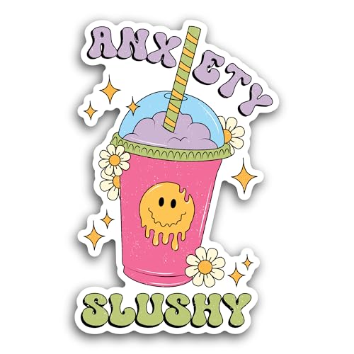 2 (Pieces) 3" and 5" Anxiety Slushy Sticker, Waterproof Vinyl Decals for Many Purpose Like Cars, Tru