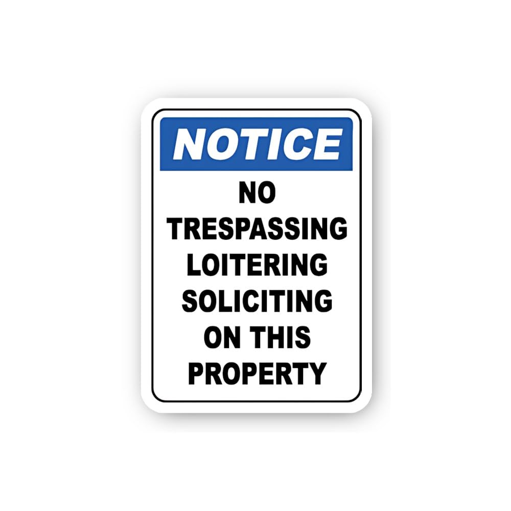 2 (Pieces) 3" and 5" Notice No Trespassing Loitering Soliciting Sticker, Waterproof Vinyl Decals for