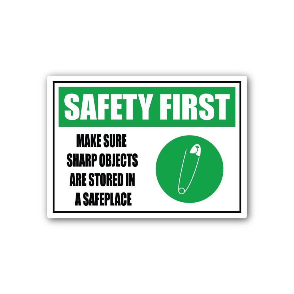 2 (Pieces) 3" and 5" Store Sharp Tools and Equipment in a Safe Location Sign Sticker, Waterproof Vin