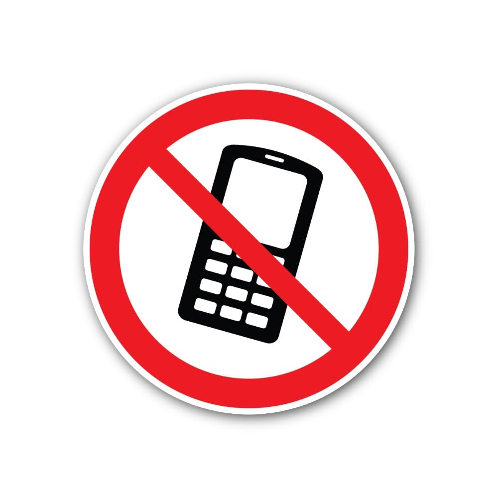 2 (Pieces) 3" and 5" No Cell Phone Sign Sticker, Waterproof Vinyl Decals for Many Purpose Like Cars,