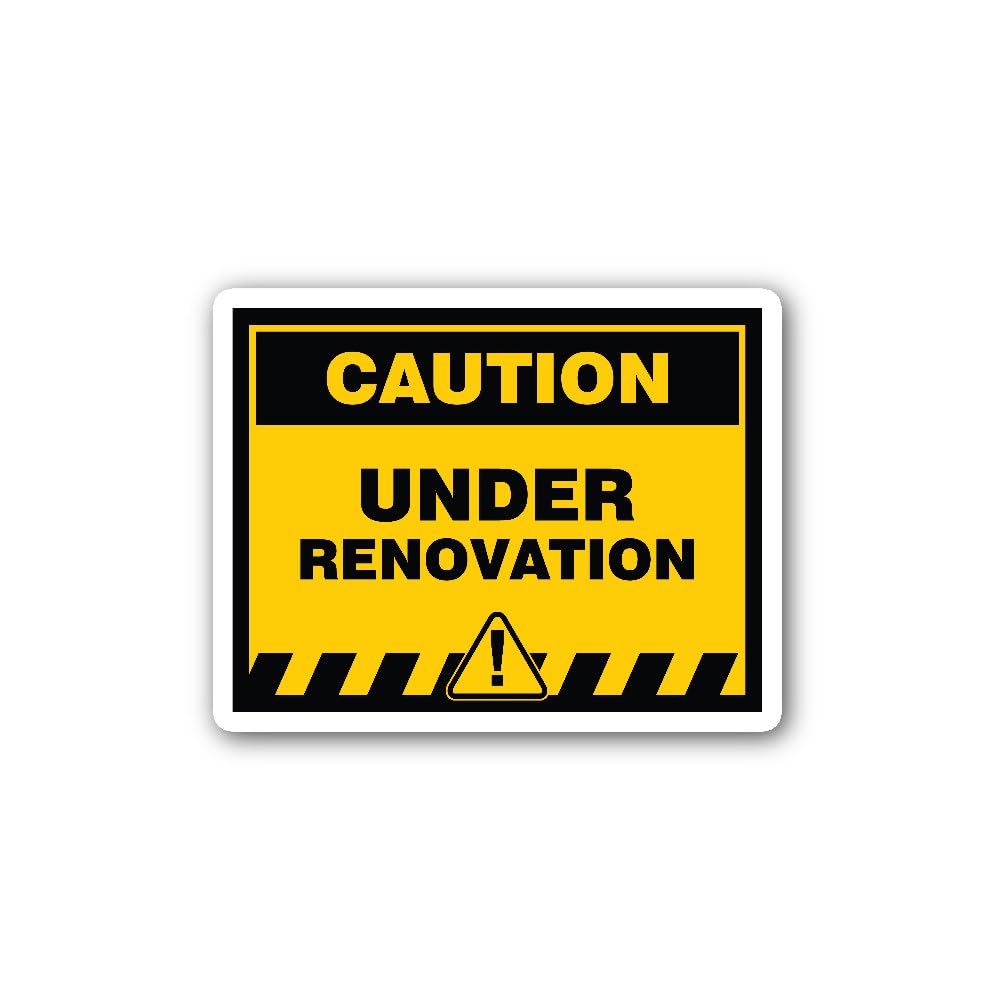 2 (Pieces) 3" and 5" Caution Under Renovation Sign Sticker, Waterproof Vinyl Decals for Many Purpose