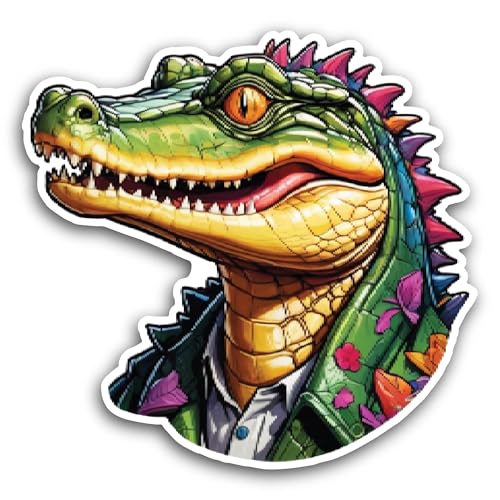 2 (Pieces) 3" and 5" Cartoon Crocodile Head Sticker, Waterproof Vinyl Decals for Many Purpose Like C