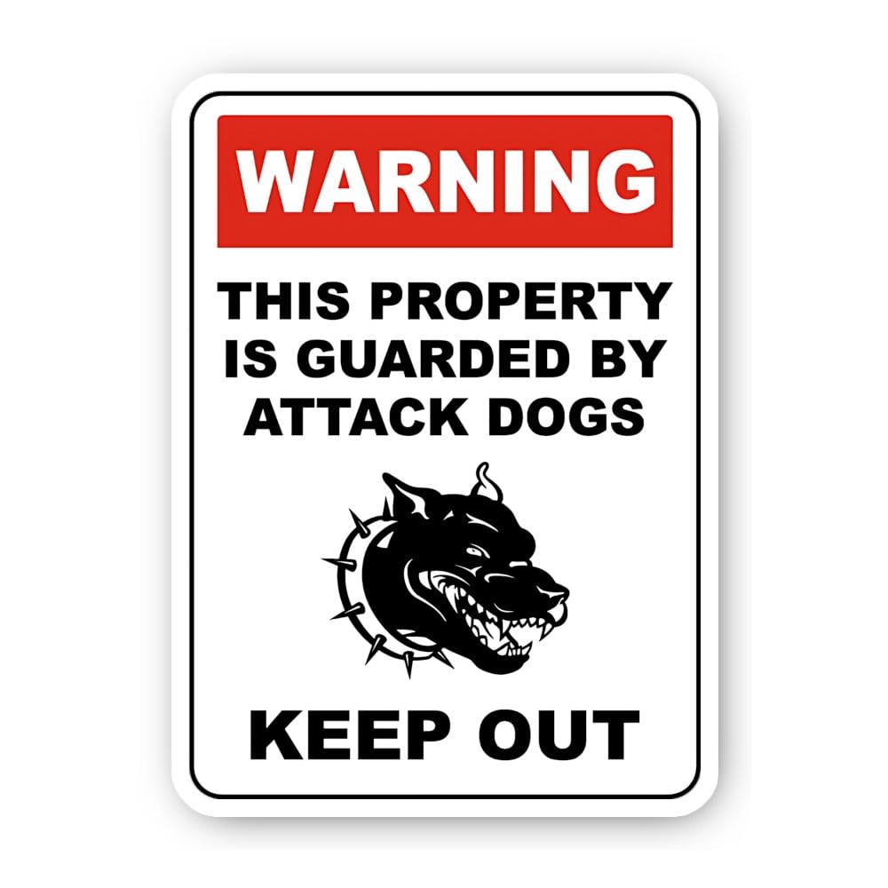 2 (Pieces) 3" and 5" Warning: Property Guarded by Attack Dogs Sticker, Waterproof Vinyl Decals for M