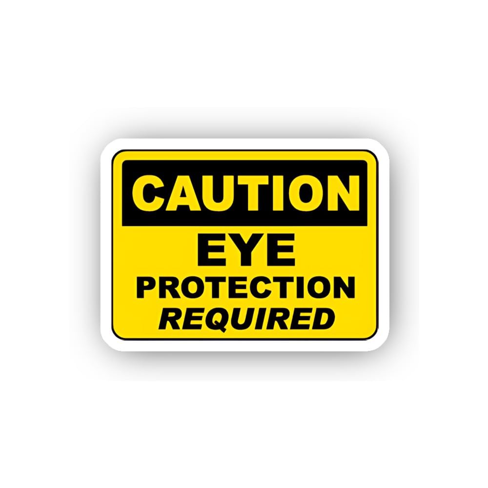 2 (Pieces) 3" and 5" Bold Yellow Eye Protection Caution Sticker, Waterproof Vinyl Decals for Many Pu