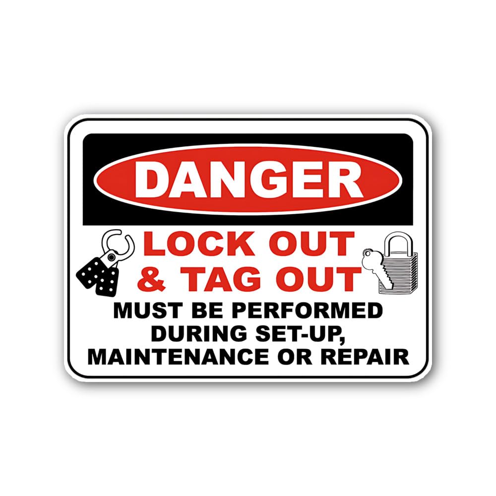 2 (Pieces) 3" and 5" Lockout Labels Lock-Out/Tag-Out Sign Sticker, Waterproof Vinyl Decals for Many