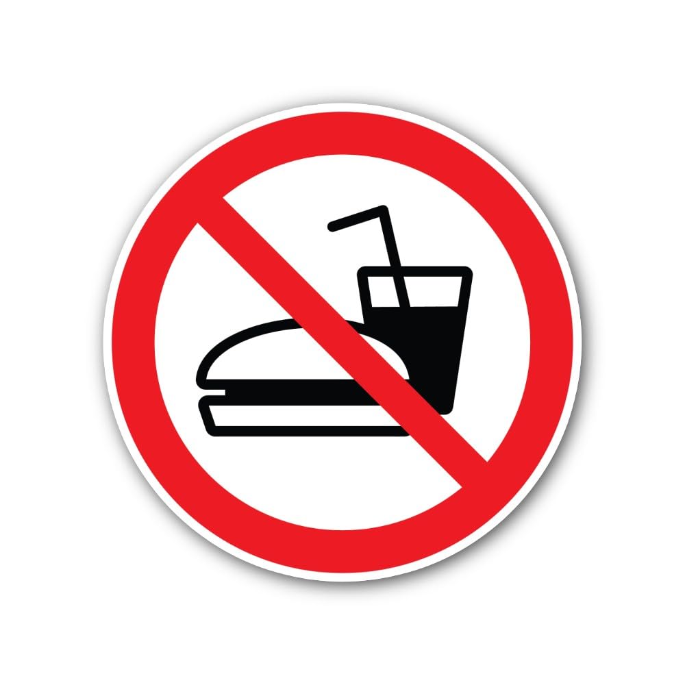 2 (Pieces) 3" and 5" No Food or Drink Sign Sticker, Waterproof Vinyl Decals for Many Purpose Like Ca