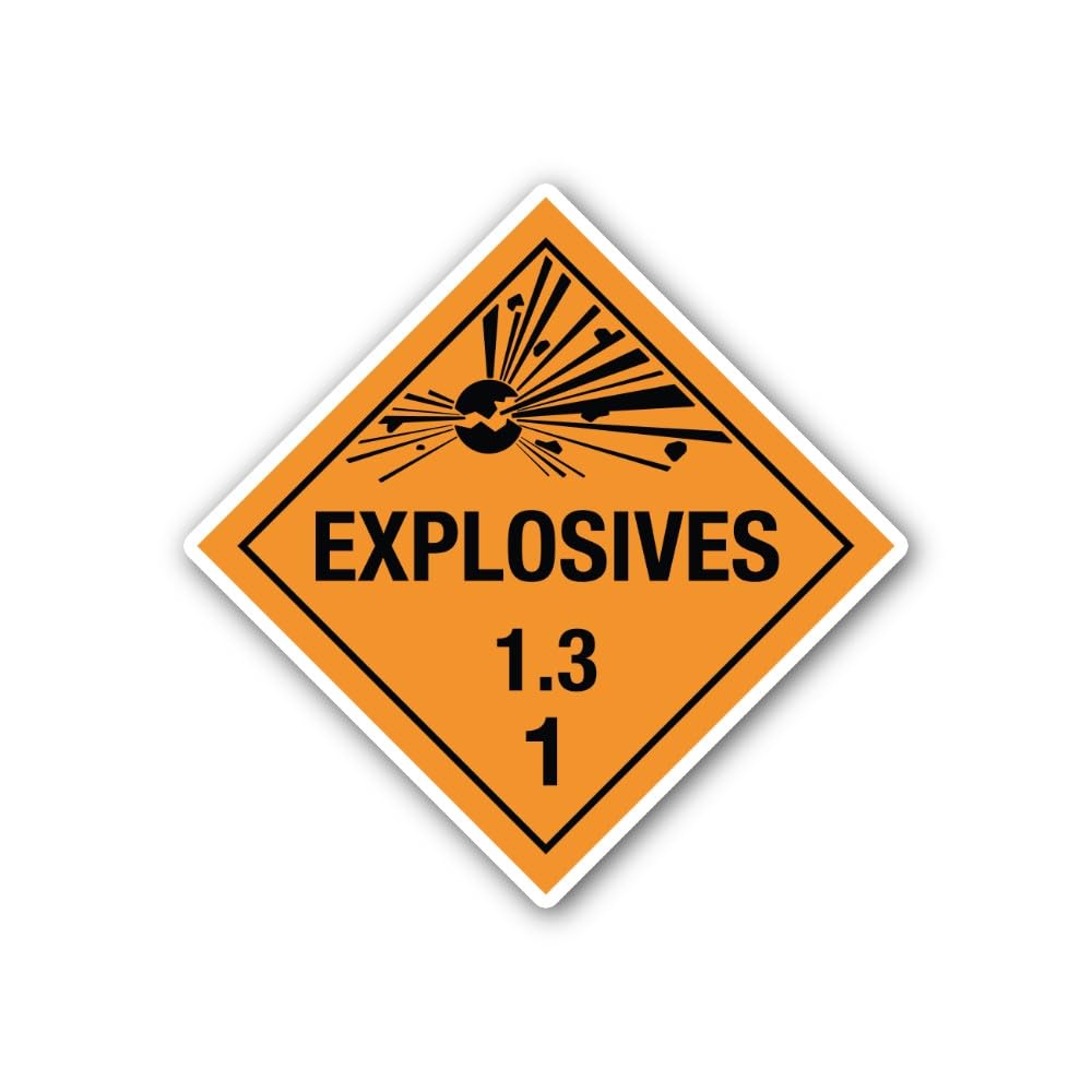 2 (Pieces) 3" and 5" Hazard Class 1.3 Explosives Placard Sticker, Waterproof Vinyl Decals for Many P