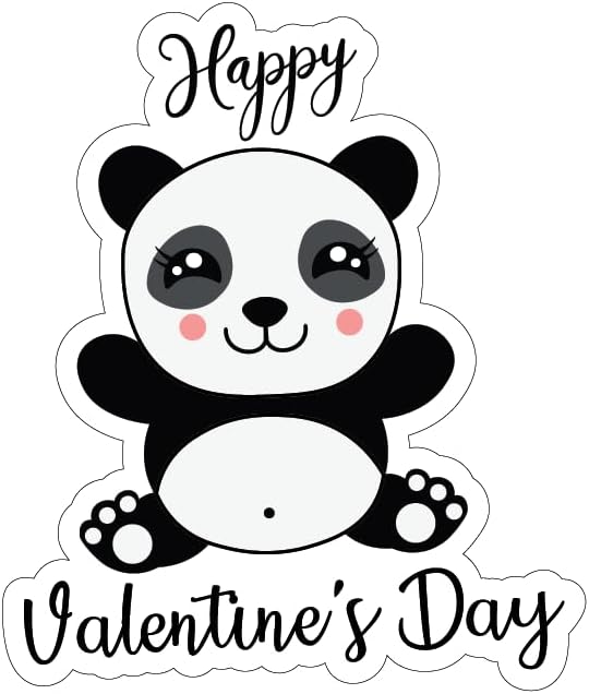 Inspirational Quote Happy Valentines Day with Panda Motivational Sticker Vinyl Decal Motivation Stickers- 5" Vinyl Sticker Waterproof