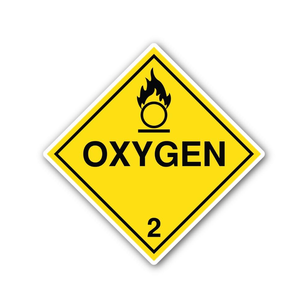 2 (Pieces) 3" and 5" Oxygen 2 Sign Sticker, Waterproof Vinyl Decals for Many Purpose Like Cars, Truc