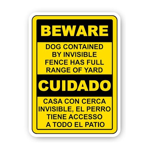 2 (Pieces) 3" and 5" Bilingual Beware of Dog Invisible Fence Sticker, Waterproof Vinyl Decals for Ma