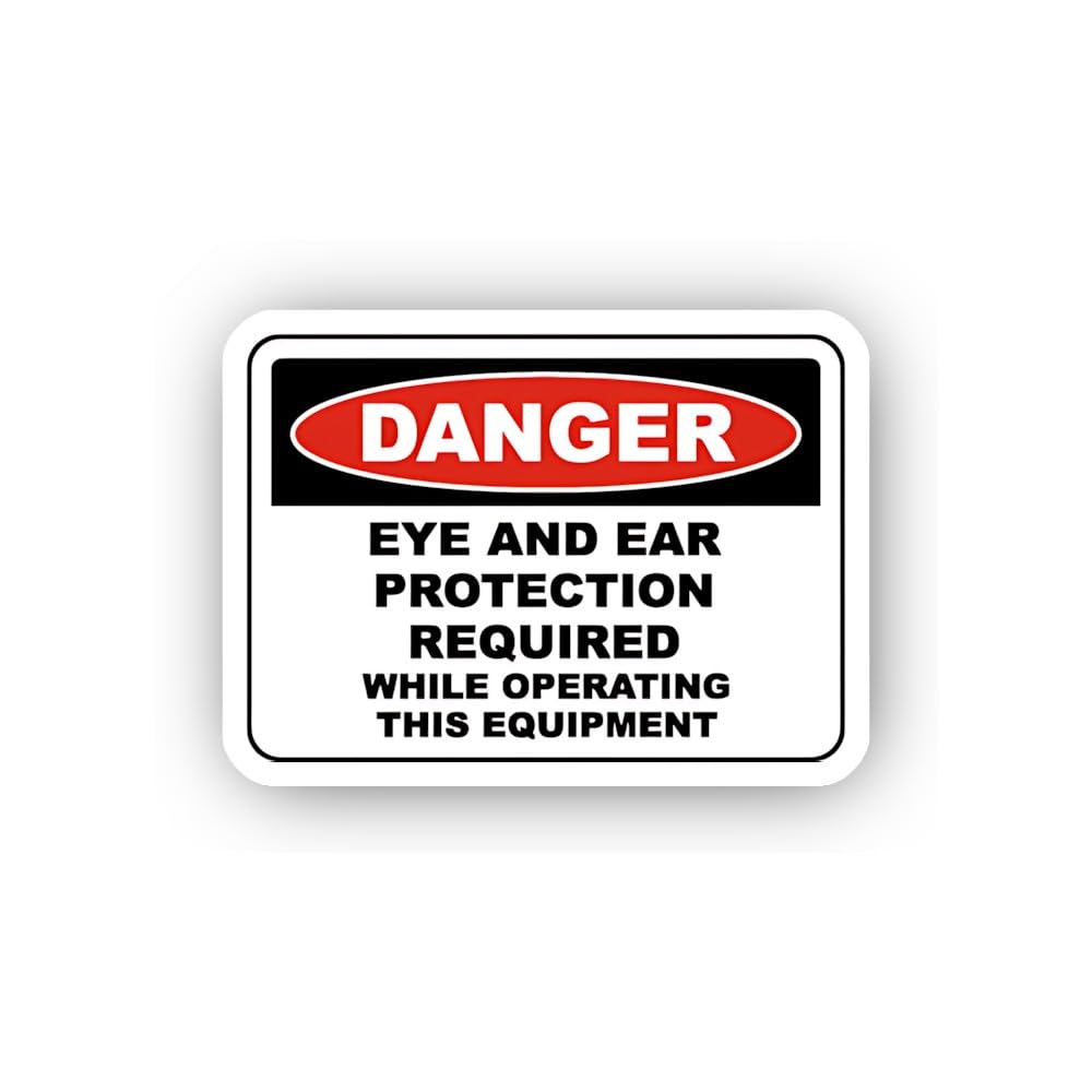 2 (Pieces) 3" and 5" Danger Combined Eye and Ear Protection Required Sticker, Waterproof Vinyl Decal