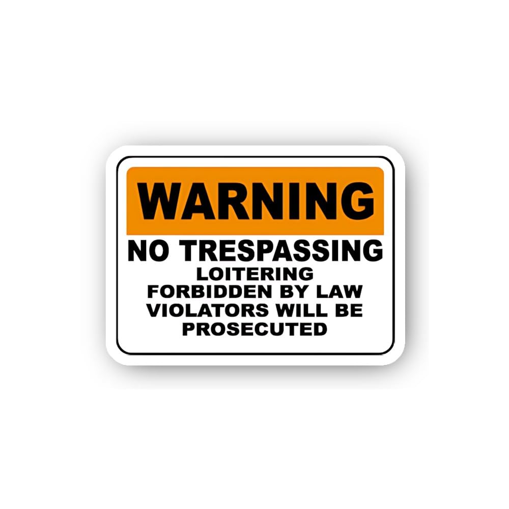 2 (Pieces) 3" and 5" Warning No Trespassing Loitering Sticker, Waterproof Vinyl Decals for Many Purp