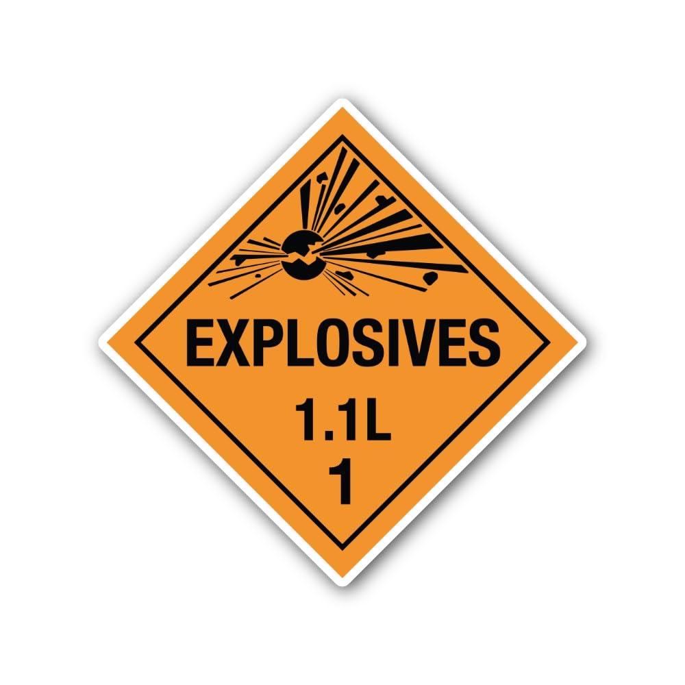 2 (Pieces) 3" and 5" Explosives 1.1L Placard Sticker, Waterproof Vinyl Decals for Many Purpose Like