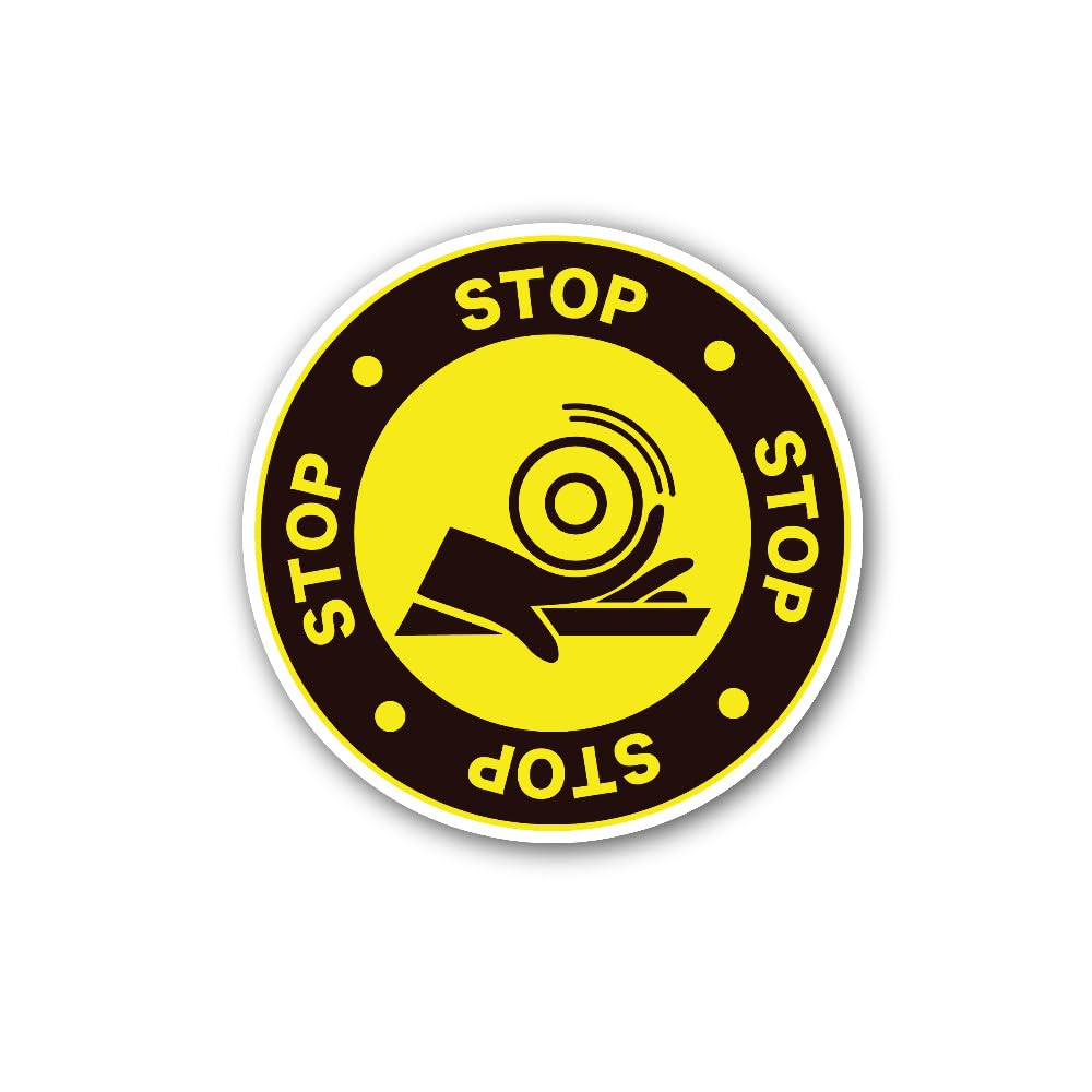 2 (Pieces) 3" and 5" Pinch Point or Hand Crushing Hazard Sign Sticker, Waterproof Vinyl Decals for M