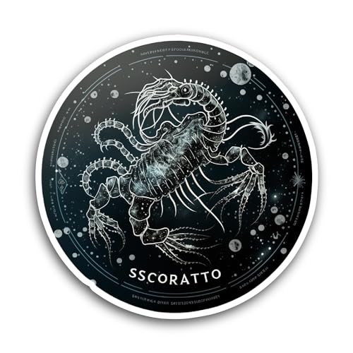 2 (Pieces) 3" and 5" Zodiak Sign Scorpio Text Sticker, Waterproof Vinyl Decals for Many Purpose Like