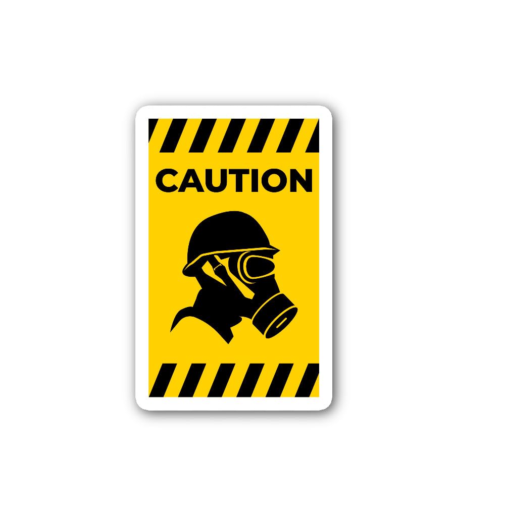 2 (Pieces) 3" and 5" Gas mask Warning Sign icon Sticker, Waterproof Vinyl Decals for Many Purpose Li