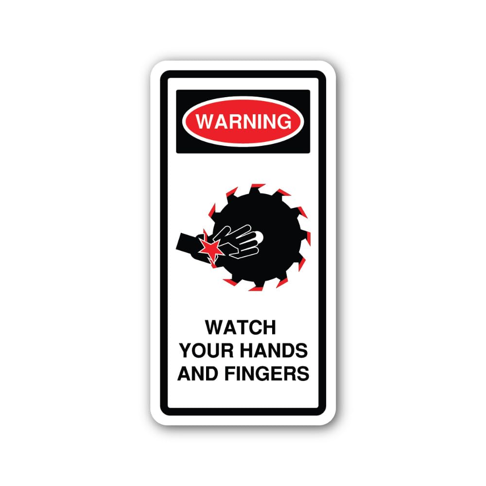 2 (Pieces) 3" and 5" Keep Hands and Fingers Away from The Machine Sticker, Waterproof Vinyl Decals f