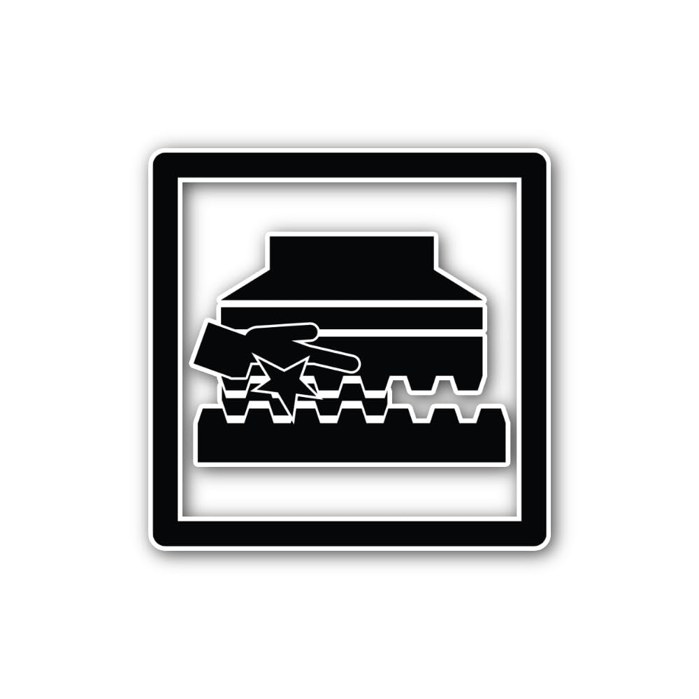 2 (Pieces) 3" and 5" Shredder or Crusher Machine Safety Symbol Sticker, Waterproof Vinyl Decals for