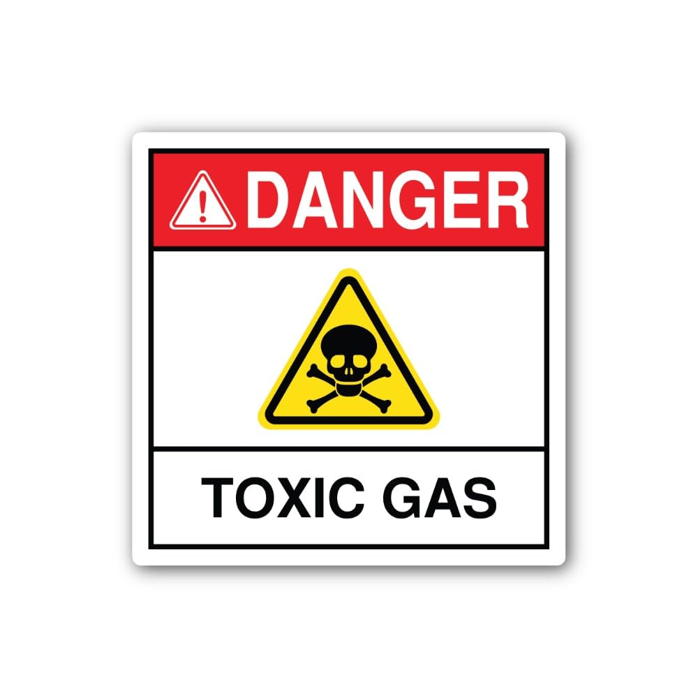 2 (Pieces) 3" and 5" Danger Toxic Gas Sign Sticker, Waterproof Vinyl Decals for Many Purpose Like Ca