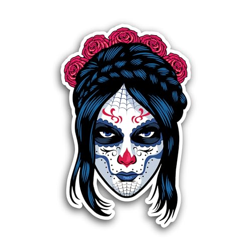 2 (Pieces) 3" and 5" Day of The Dead Decal Sticker, Waterproof Vinyl Decals for Many Purpose Like Ca