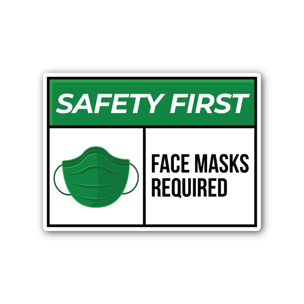 2 (Pieces) 3" and 5" Wear a Mask Safety Sign Sticker, Waterproof Vinyl Decals for Many Purpose Like